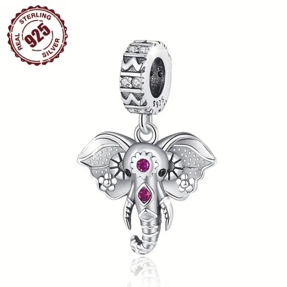 Women’s 925 Sterling Silver Elephant Charm/Pendant with Sparkling Zirconia - NWT - Picture 2 of 7